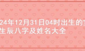 2024年12月31日04时出生的宝宝生辰八字及姓名大全