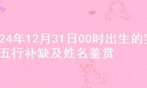 2024年12月31日00时出生的宝宝五行补缺及姓名鉴赏