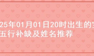 2025年01月01日20时出生的宝宝五行补缺及姓名推荐