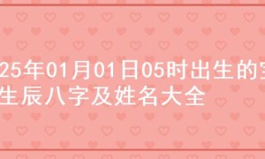 2025年01月01日05时出生的宝宝生辰八字及姓名大全