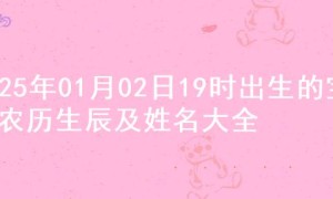 2025年01月02日19时出生的宝宝农历生辰及姓名大全