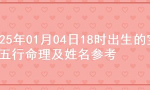 2025年01月04日18时出生的宝宝五行命理及姓名参考