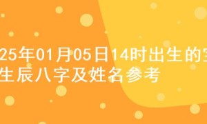 2025年01月05日14时出生的宝宝生辰八字及姓名参考