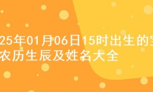 2025年01月06日15时出生的宝宝农历生辰及姓名大全