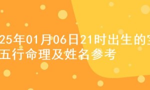 2025年01月06日21时出生的宝宝五行命理及姓名参考