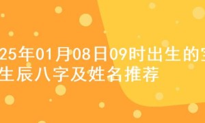 2025年01月08日09时出生的宝宝生辰八字及姓名推荐