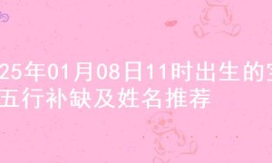 2025年01月08日11时出生的宝宝五行补缺及姓名推荐