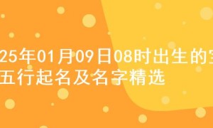 2025年01月09日08时出生的宝宝五行起名及名字精选