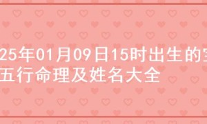 2025年01月09日15时出生的宝宝五行命理及姓名大全