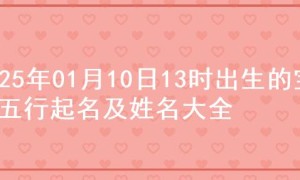 2025年01月10日13时出生的宝宝五行起名及姓名大全