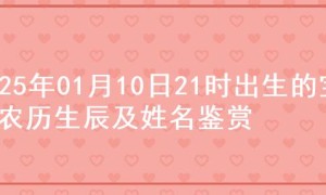 2025年01月10日21时出生的宝宝农历生辰及姓名鉴赏