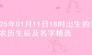 2025年01月11日18时出生的宝宝农历生辰及名字精选