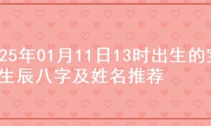 2025年01月11日13时出生的宝宝生辰八字及姓名推荐