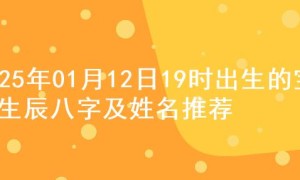 2025年01月12日19时出生的宝宝生辰八字及姓名推荐