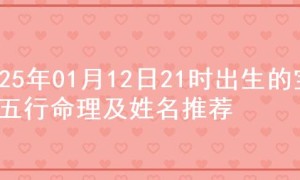 2025年01月12日21时出生的宝宝五行命理及姓名推荐