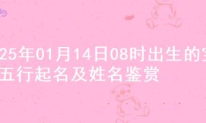 2025年01月14日08时出生的宝宝五行起名及姓名鉴赏