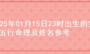 2025年01月15日23时出生的宝宝五行命理及姓名参考