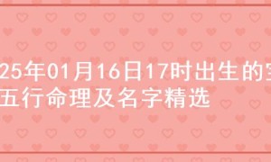 2025年01月16日17时出生的宝宝五行命理及名字精选