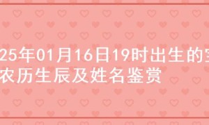 2025年01月16日19时出生的宝宝农历生辰及姓名鉴赏