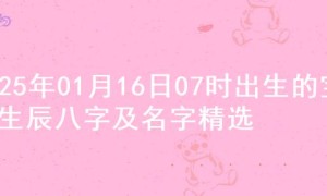 2025年01月16日07时出生的宝宝生辰八字及名字精选