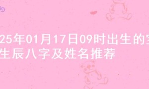 2025年01月17日09时出生的宝宝生辰八字及姓名推荐