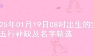 2025年01月19日08时出生的宝宝五行补缺及名字精选