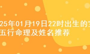 2025年01月19日22时出生的宝宝五行命理及姓名推荐