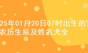 2025年01月20日07时出生的宝宝农历生辰及姓名大全