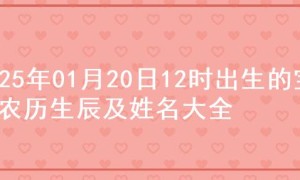 2025年01月20日12时出生的宝宝农历生辰及姓名大全