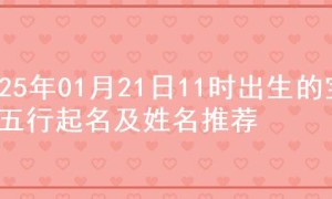 2025年01月21日11时出生的宝宝五行起名及姓名推荐