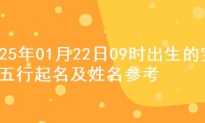 2025年01月22日09时出生的宝宝五行起名及姓名参考