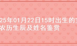 2025年01月22日15时出生的宝宝农历生辰及姓名鉴赏