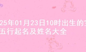 2025年01月23日10时出生的宝宝五行起名及姓名大全