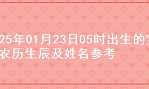 2025年01月23日05时出生的宝宝农历生辰及姓名参考