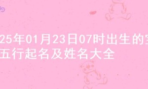 2025年01月23日07时出生的宝宝五行起名及姓名大全