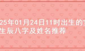 2025年01月24日11时出生的宝宝生辰八字及姓名推荐