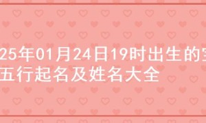 2025年01月24日19时出生的宝宝五行起名及姓名大全