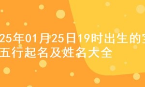 2025年01月25日19时出生的宝宝五行起名及姓名大全