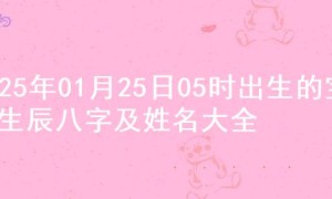 2025年01月25日05时出生的宝宝生辰八字及姓名大全