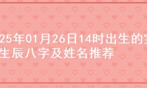 2025年01月26日14时出生的宝宝生辰八字及姓名推荐