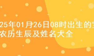 2025年01月26日08时出生的宝宝农历生辰及姓名大全