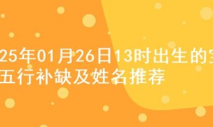 2025年01月26日13时出生的宝宝五行补缺及姓名推荐