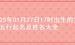 2025年01月27日17时出生的宝宝五行起名及姓名大全