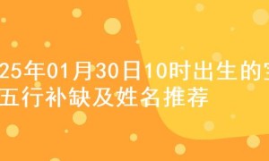 2025年01月30日10时出生的宝宝五行补缺及姓名推荐