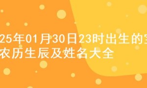 2025年01月30日23时出生的宝宝农历生辰及姓名大全