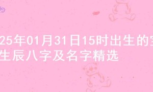 2025年01月31日15时出生的宝宝生辰八字及名字精选