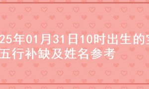 2025年01月31日10时出生的宝宝五行补缺及姓名参考