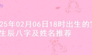 2025年02月06日18时出生的宝宝生辰八字及姓名推荐