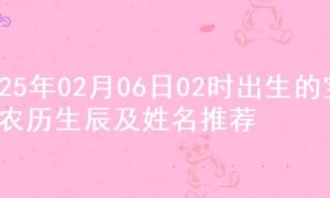 2025年02月06日02时出生的宝宝农历生辰及姓名推荐