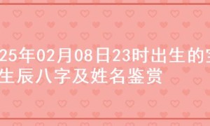 2025年02月08日23时出生的宝宝生辰八字及姓名鉴赏